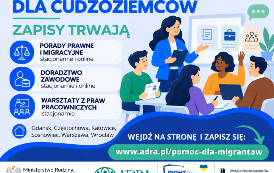 Bezpłatne wsparcie dla cudzoziemców w projekcie Fundacji ADRA Polska