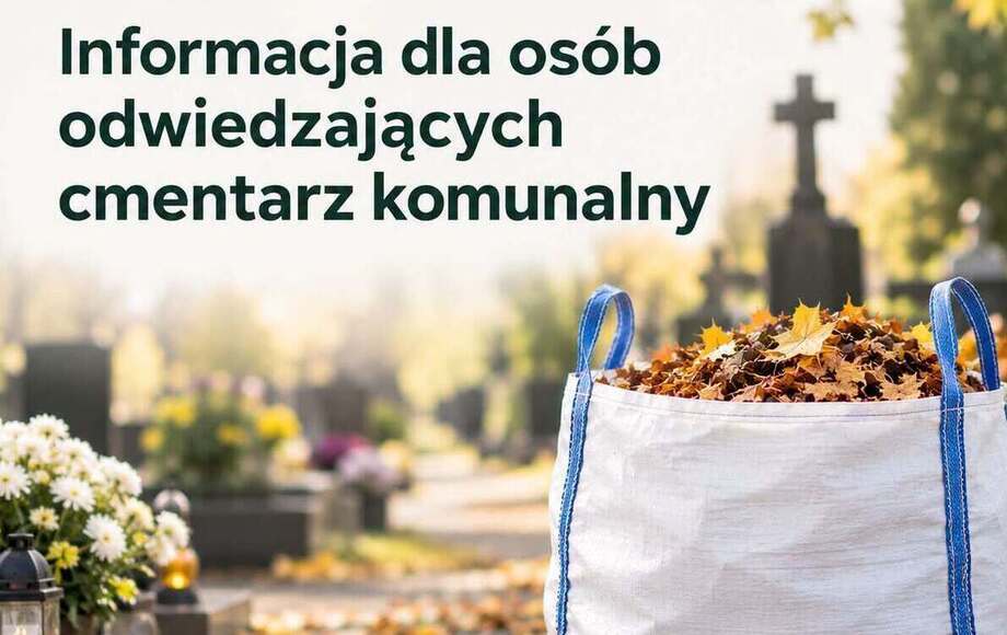 Worki na liście na cmentarzu komunalnym w Jedlinie-Zdroju